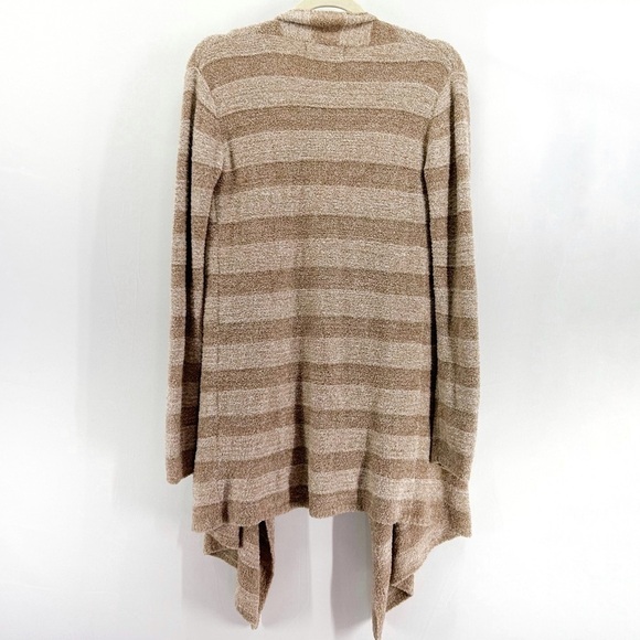 BAREFOOT Dreams Cozychic Lite Calypso Wrap Drape Front Cardigan Tan Striped - Picture 3 of 9